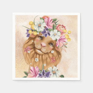 Safari wildone baby shower roze and gold servet