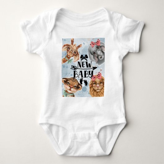 Safari wildone babyfeestje Blauwe babybody Romper (Voorkant)