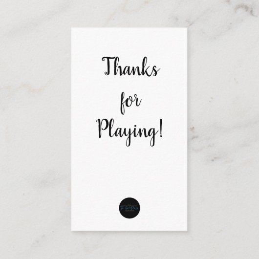 Safari Wipes Raffle Naam Ticket Informatiekaartje (Achterkant)