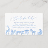Safari Wit en Blauw Toile Douche Boeken voor Baby Informatiekaartje (Voorkant)