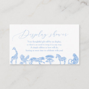 Safari Wit en Blauw Toile Douche Display Douche Informatiekaartje