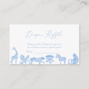 Safari Wit en Blauw Toile Douche Luier Raffle Informatiekaartje