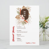 Safari Woestijn Boho Bloemen Bruiloft Menu Kaart (Staand voorkant)