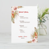 Safari Woestijn Boho Bloemen Bruiloft Menu Kaart (Staand voorkant)