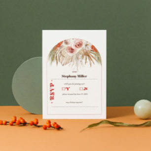 Safari Woestijn Boho Bloemen Bruiloft RSVP Kaartje
