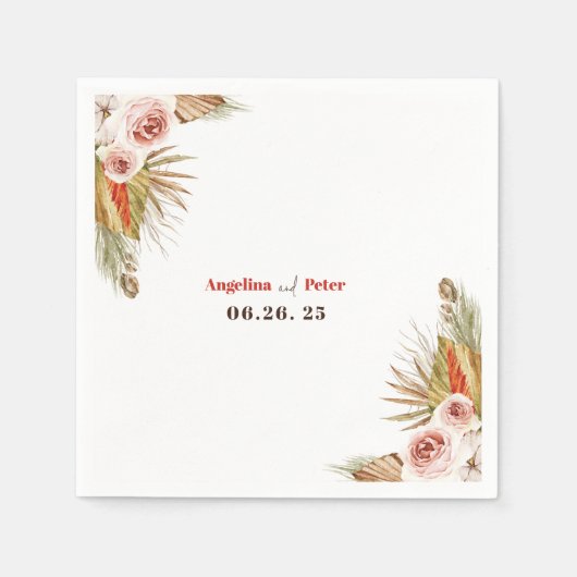 Safari Woestijn Boho Bloemen Bruiloft Servet (Voorkant)