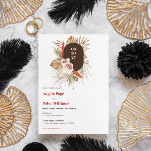 Safari woestijn Boho bloemen bruiloft uitnodiging