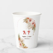 Safari woestijn Boho bloemen bruiloft uitnodiging Papieren Bekers (Achterkant)