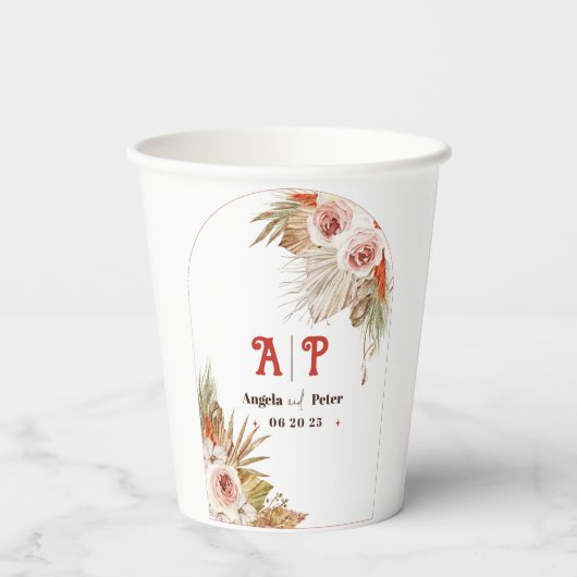 Safari woestijn Boho bloemen bruiloft uitnodiging Papieren Bekers (Achterkant)