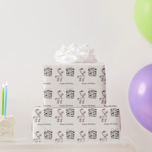 Safari Zebra Birthday Cadeaupapier (Feestgeschenken)