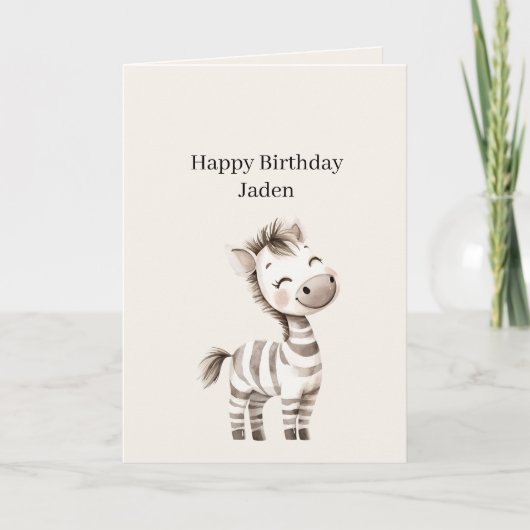 Safari Zebra Birthday Kaart (Voorkant)