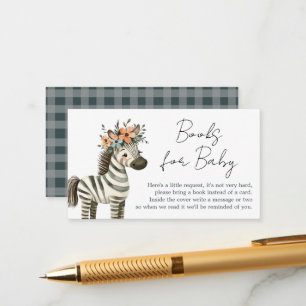 Safari Zebra Boho Baby shower Boeken Informatiekaartje