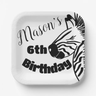 Safari Zebra Hand Drawn Party Birthday Papieren Bordje