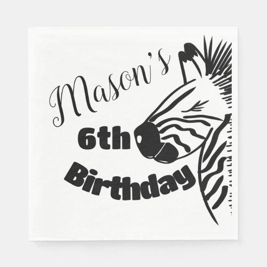 Safari Zebra Hand Drawn Party Birthday Servet (Voorkant)