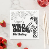 Safari Zebra Hand Drawn Wild Party Birthday Servet (Insitu)
