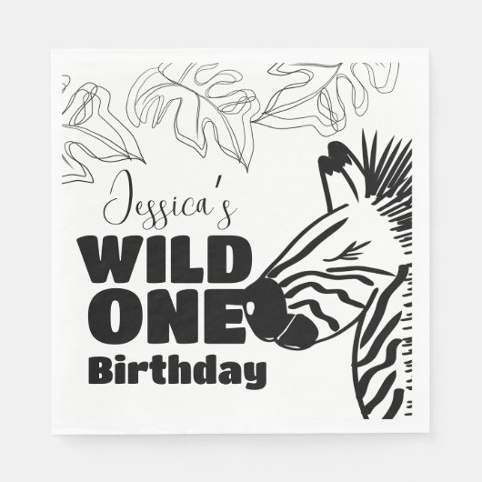 Safari Zebra Hand Drawn Wild Party Birthday Servet (Voorkant)