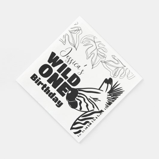Safari Zebra Hand Drawn Wild Party Birthday Servet (Hoek)