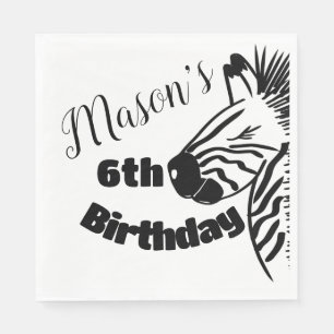 Safari Zebra Hand Getekende Feest Verjaardag   Servet