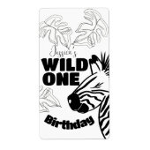 Safari Zebra Hand Getekende Wilde Feest Verjaardag Etiket (Voorkant)
