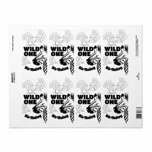 Safari Zebra Hand Getekende Wilde Feest Verjaardag Etiket