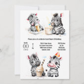 Safari zebra ijsfeest kinder zomerfeest kaart (Voorkant)