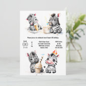 Safari zebra ijsfeest kinder zomerfeest kaart (Staand voorkant)