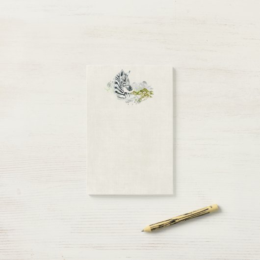 Safari Zebra met Green Savannah Tree Waterverf Post-it® Notes (Op bureau)