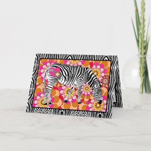 Safari Zebra met Hart en Liefde Valentijnsdag Kaart (Voorkant)