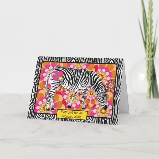 Safari Zebra met Hart en Liefde Valentijnsdag Kaart (Achterkant)