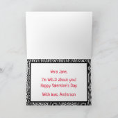 Safari Zebra met Hart en Liefde Valentijnsdag Kaart (Binnen)