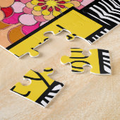 Safari Zebra met Valentijnsdag van hart en liefde Legpuzzel (Zijkant)