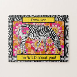 Safari Zebra met Valentijnsdag van hart en liefde Legpuzzel