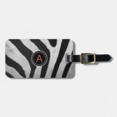 Safari Zebra Patroon Monogram Bagage Bagagelabel (Voorkant horizontaal)