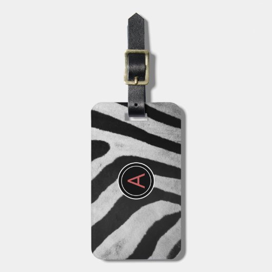 Safari Zebra Patroon Monogram Bagage Bagagelabel (Voorkant verticaal)