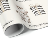 Safari Zebra Verjaardag Cadeaupapier (Rol Hoek)