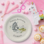 Safari Zebra Wild Exotic Animal Happy Birthday Papieren Bordje (Feest)