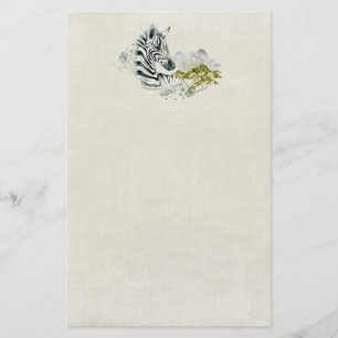 Safari Zebra Wild Exotic Animal in Waterverven Briefpapier