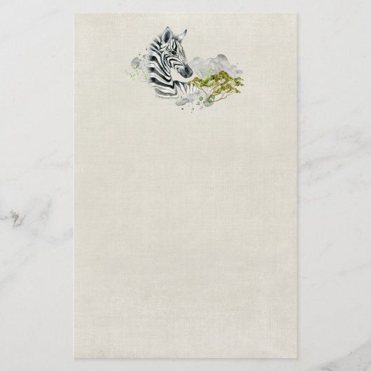 Safari Zebra Wild Exotic Animal in Waterverven Briefpapier (Voorkant)