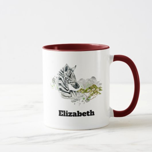 Safari Zebra Wild Exotic Animal in Waterverven Mok (Rechts)