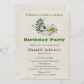 Safari Zebra Zoo Party Verjaardagsuitnodiging Kaart (Voorkant / Achterkant)