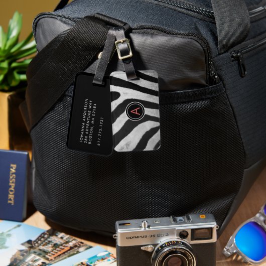 Safari Zebrastreep Monogram Bagage Bagagelabel (Voorkant /achterkant)