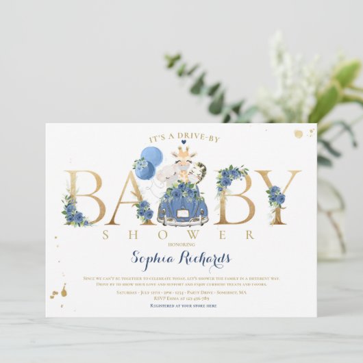 Safari-zeeschildpadden rijden op Baby shower Kaart (Staand voorkant)