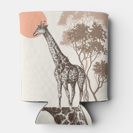 Safari Zonsondergang Giraffe Natuur landschap Blikjeskoeler (Achterkant)