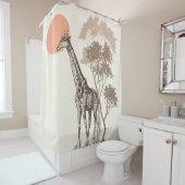 Safari Zonsondergang Giraffe Natuur landschap Douchegordijn (In situ)