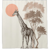 Safari Zonsondergang Giraffe Natuur landschap Douchegordijn (Voorkant)