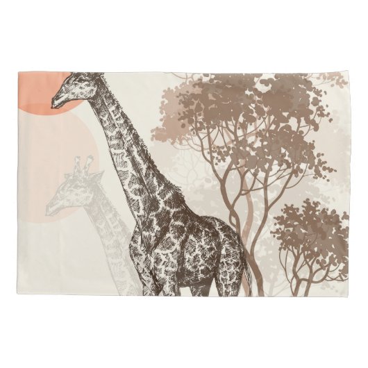 Safari Zonsondergang Giraffe Natuur landschap Kussensloop (Achterkant)