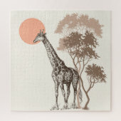 Safari Zonsondergang Giraffe Natuur landschap Legpuzzel (Verticaal)