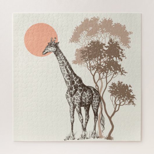 Safari Zonsondergang Giraffe Natuur landschap Legpuzzel (Verticaal)