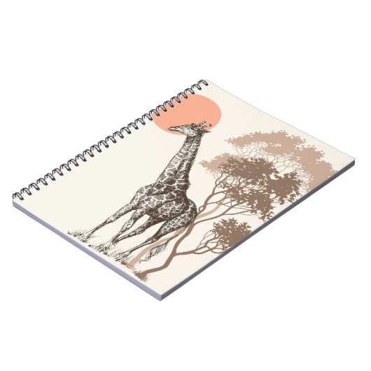 Safari Zonsondergang Giraffe Natuur landschap Notitieboek (Linkerzijde)