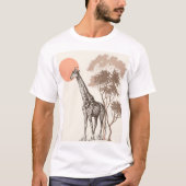 Safari Zonsondergang Giraffe Natuur landschap T-shirt (Voorkant)